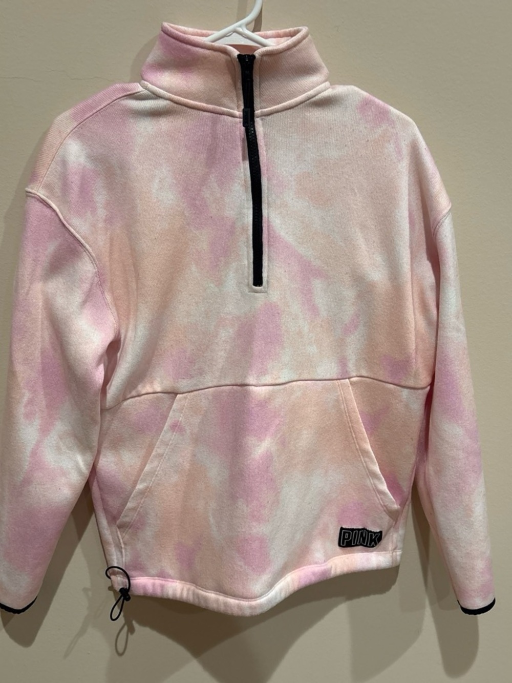 PINK Victoria's Secret Pink & Peach Tie-Dye Half-Zip Pullover